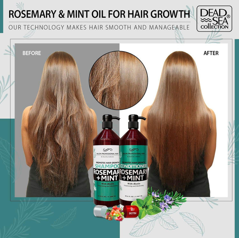 Hair Grow Scalp Health Shampoo & Conditioner Hair Care Set With Dead Sea Minerals, Rosemary & Mint 30.6 fl.oz e 907ml