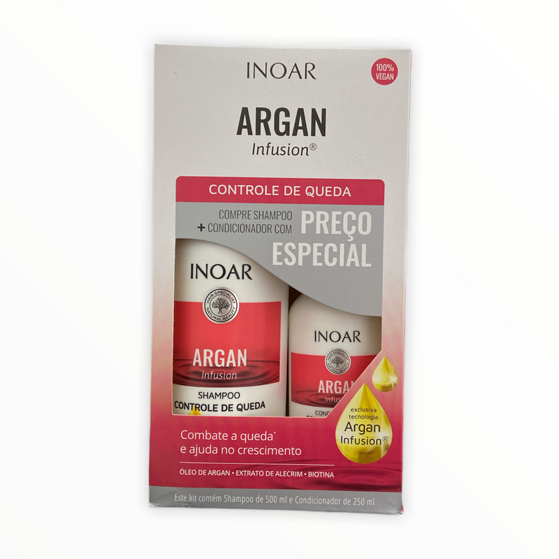 Inoar Argan Infusion Hair Fall Control Vegan Shampoo And Conditioner Kit - Keratinbeauty