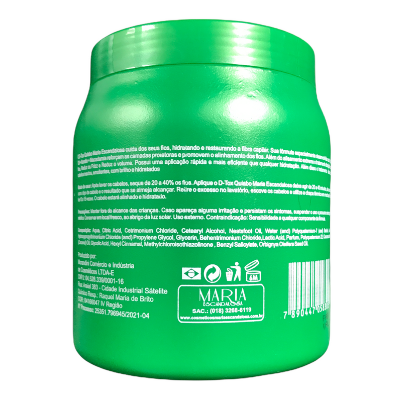 Maria Escandalosa Okra D-Tox Hair Pro Repair Fiber Restore Mask  35oz  1kg - Keratinbeauty