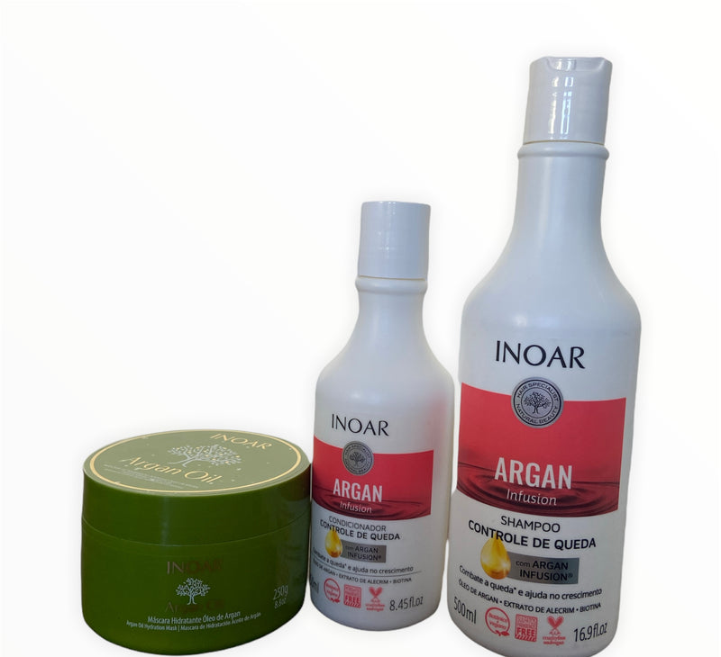 Inoar Argan Infusion Hair Fall Control Vegan Kit - Keratinbeauty