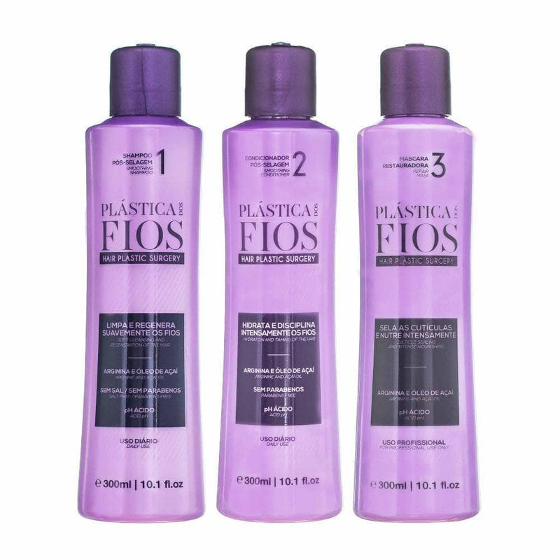 CADIVEU PLASTICA DOS FIOS TRATTAMENTO ALLA CHERATINA  300ml 3 PASSI  KIT. - Keratinbeauty