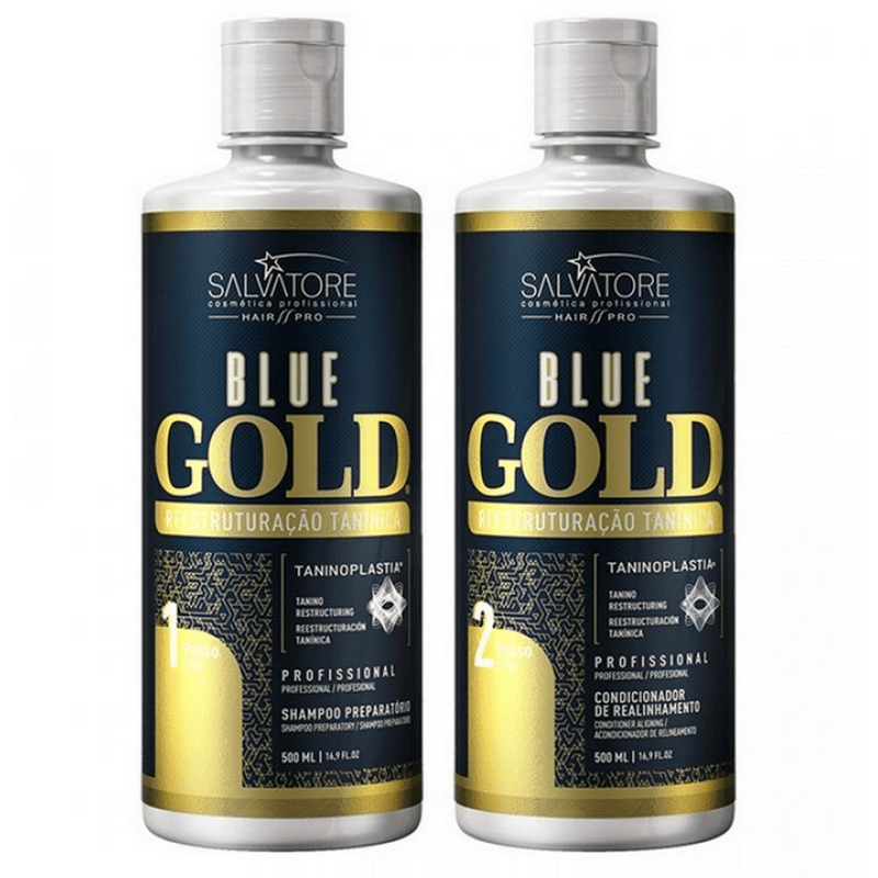 SALVATORE PREMIUM BLUE GOLD TANINOPLASTIA TRATAMIENTO DE PELO PASO 2 500ml / 16,9fl.oz - Keratinbeauty